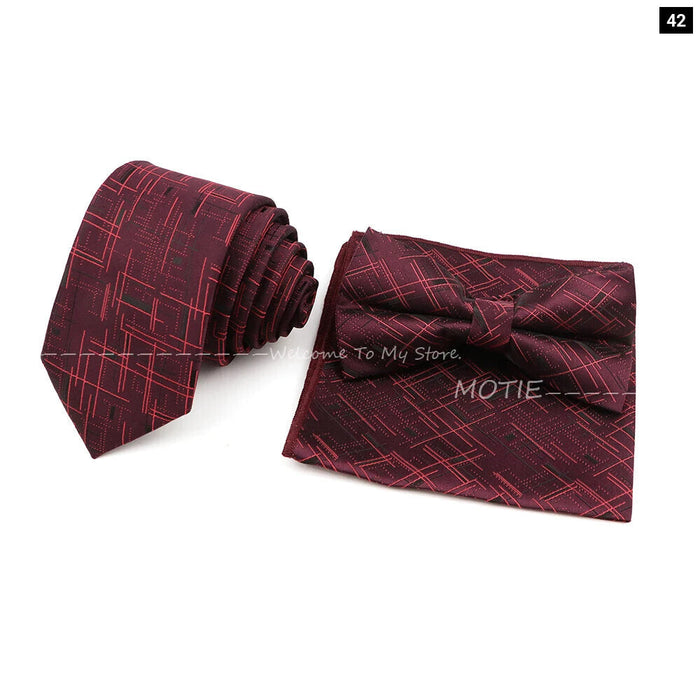 Top Quality 6Cm Bowtie Set Red Pink For Weddings And Parties