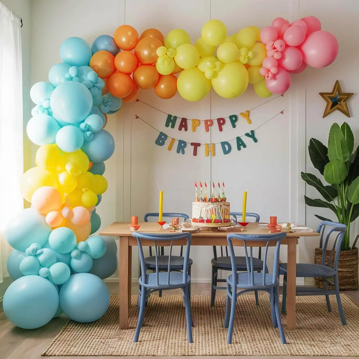 Summer Tropical Balloon Arch Set Rainbow Balloon Garland Set Perfect For Hawaiian Pool Party Decorations