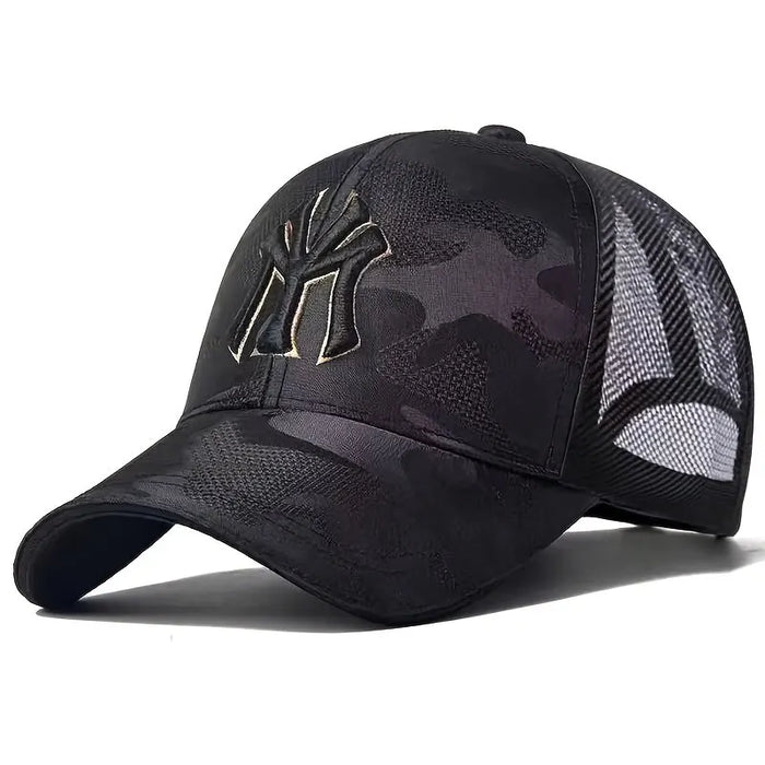 Embroidered Camo Baseball Hat For Outdoor Wear