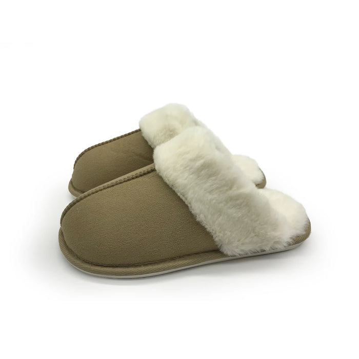 Winter Minimalist Warm And Thick White Plush Womens Slippers