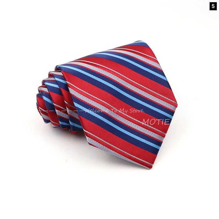 Blue Striped Polyester Tie For Men For Business Weddings And Daily Wear