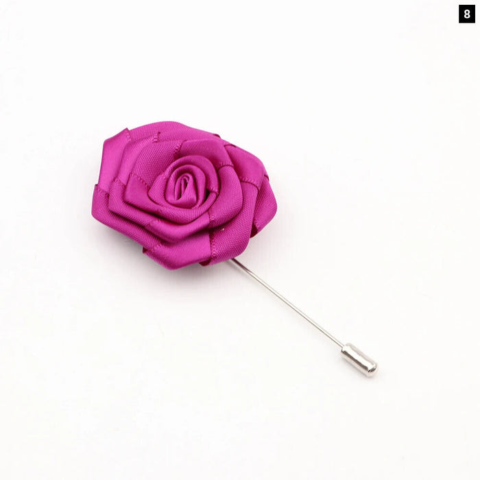 Handmade Fabric Flower Brooch 34 Colours Wedding Suit Accessory