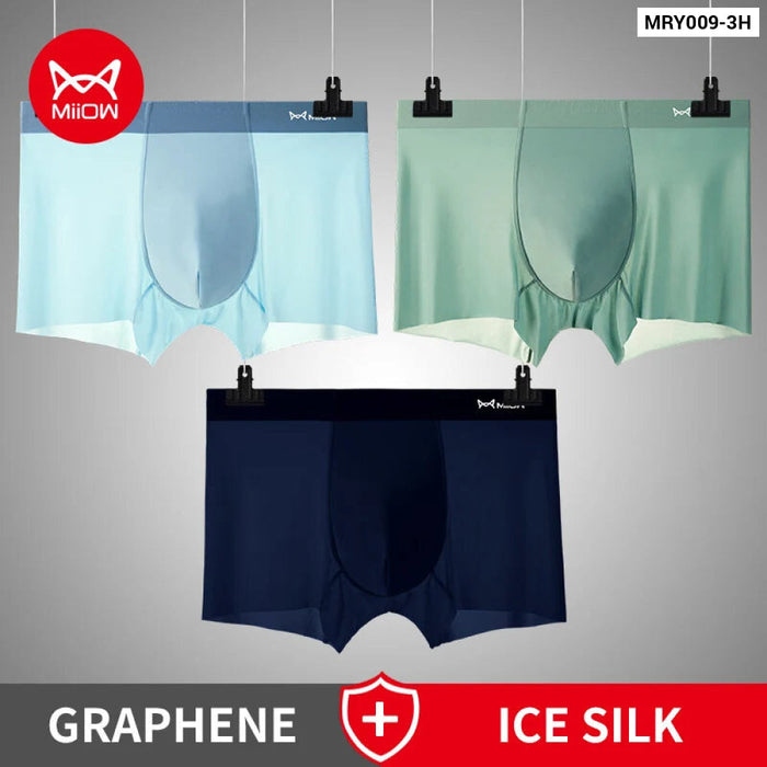 3 Piece Ultra Thin Ice Silk Mens Boxer Shorts