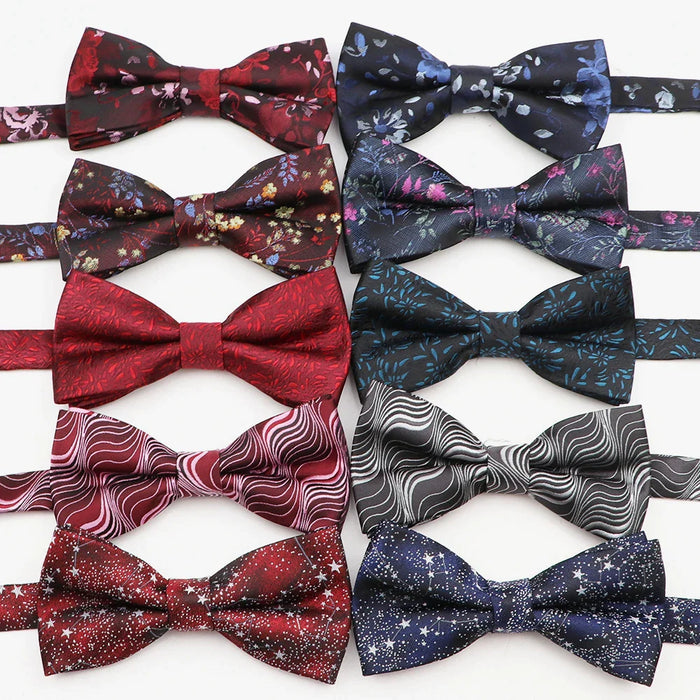 Floral Bowtie For Men Red Polyester Wedding Party Accessory