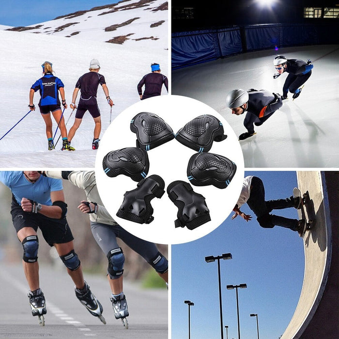 6 Pcs Knee Elbow Pads Wrist Guards Safety Protective Gear Set for Skateboard Cycling