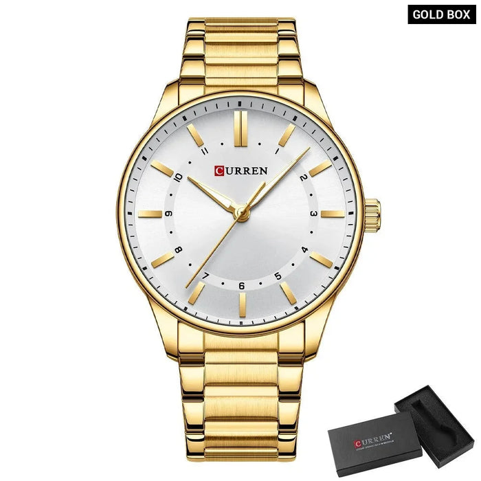 Classic Quartz Watches For Men Stainless Steel Band Wristwatches Business Style Clock With Luminous Hands