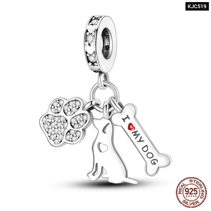 925 Silver Camera Coffee Cup Flower Charms Beads Fit Pandora Bracelet DIY Jewelry Making For Women