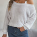 Off Shoulder Metal Buckle Sweater For Women