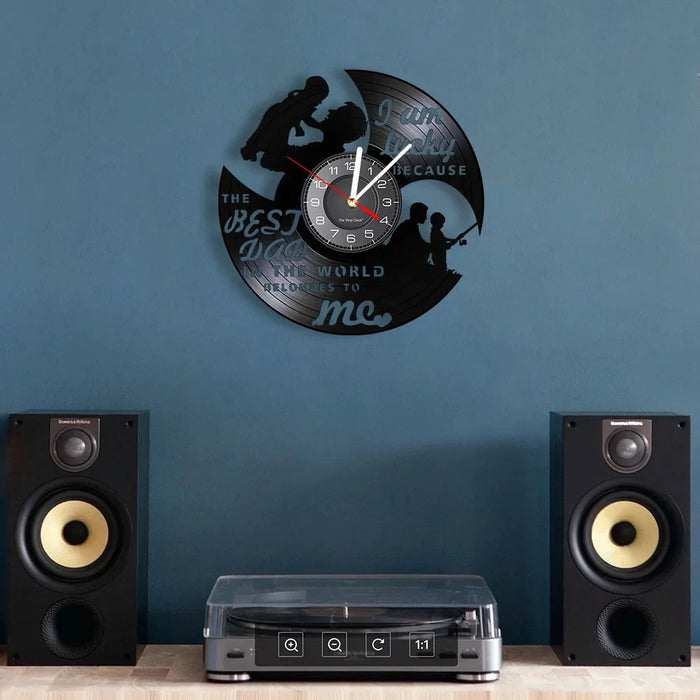 Lucky Me Best Dad Vinyl Lp Wall Clock