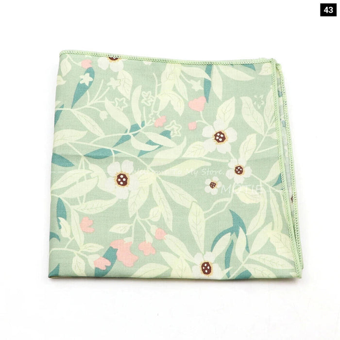 Floral Pocket Square For Men Classic White Cotton Handkerchief For Weddings And Daily Wear