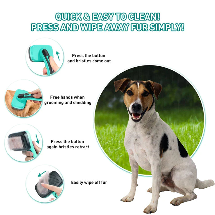 Self Cleaning Slicker Dog Brush Com