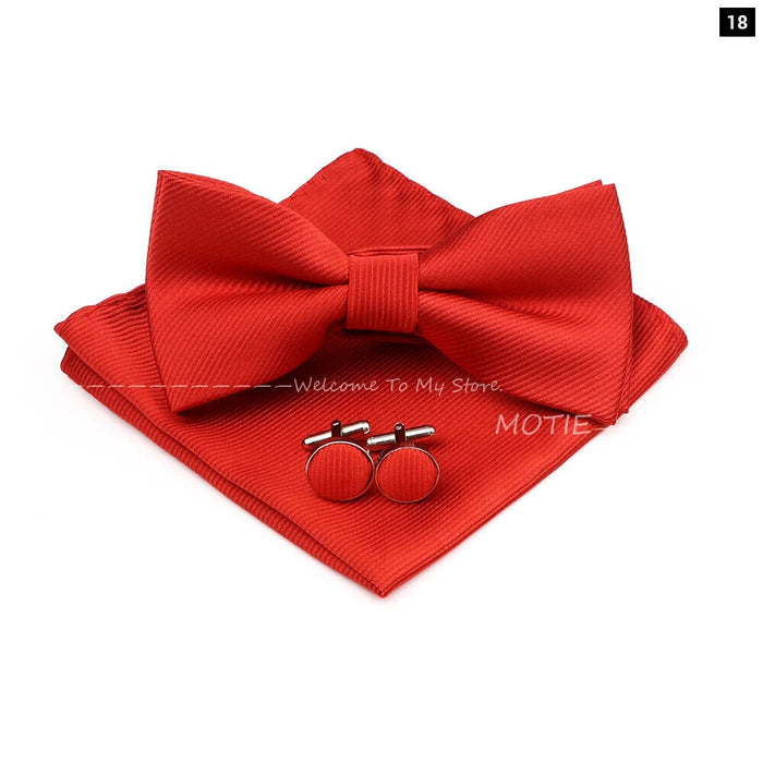 Red Butterfly Bowtie Set For Weddings And Parties