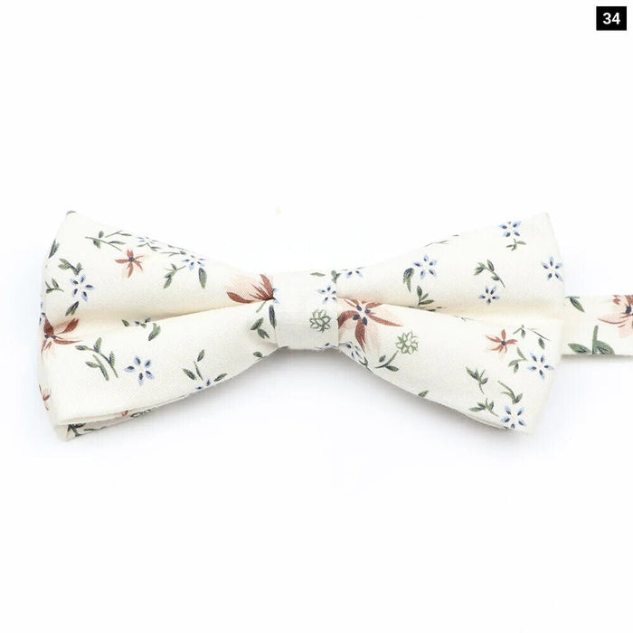 Colourful Floral Bow Ties Fashion Cotton Print For Mens Wedding And Business Suits