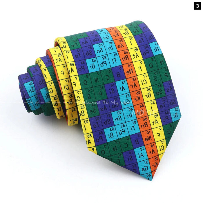 Musical Geometry Necktie Mens Blue Polyester Tie For Business And Party Wear