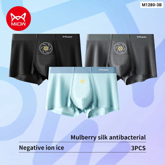 Pack Of 3 Antibacterial Ice Silk Boxer Shorts For Men