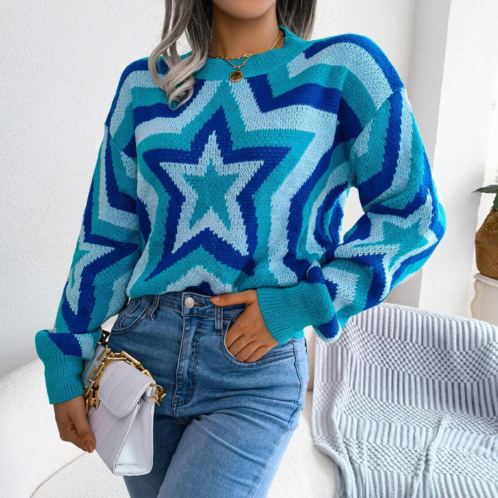 Star Pattern Knit Sweater For Women