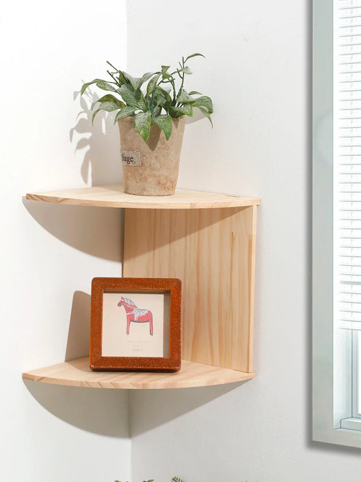 Boho Wooden Corner Shelf