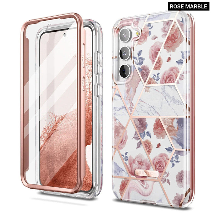 Samsung Galaxy S23 Plus Case Geometric Marble Shockproof Bumper With Screen Protector