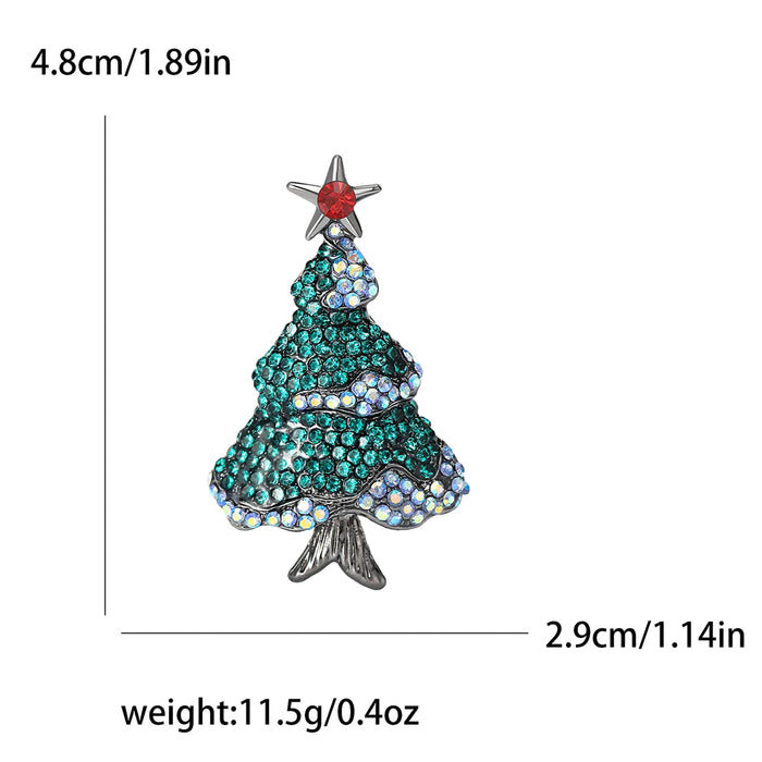 Sparkle With S Rhinestone Christmas Tree Brooch