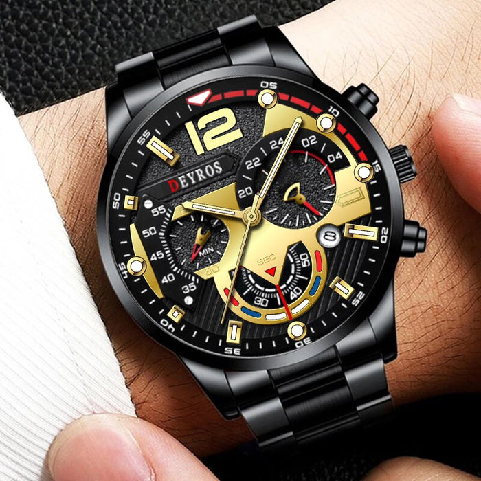 Luxury Fashion Mens Watches Stainless Steel Quartz Wristwatch Calendar Luminous Clock Men Business Casual Watch