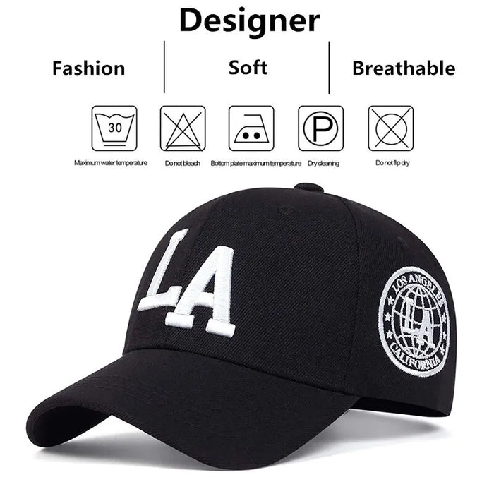 La Letter Embroidery Snapback Baseball Cap Unisex Spring Autumn Outdoor Adjustable Casual Hat