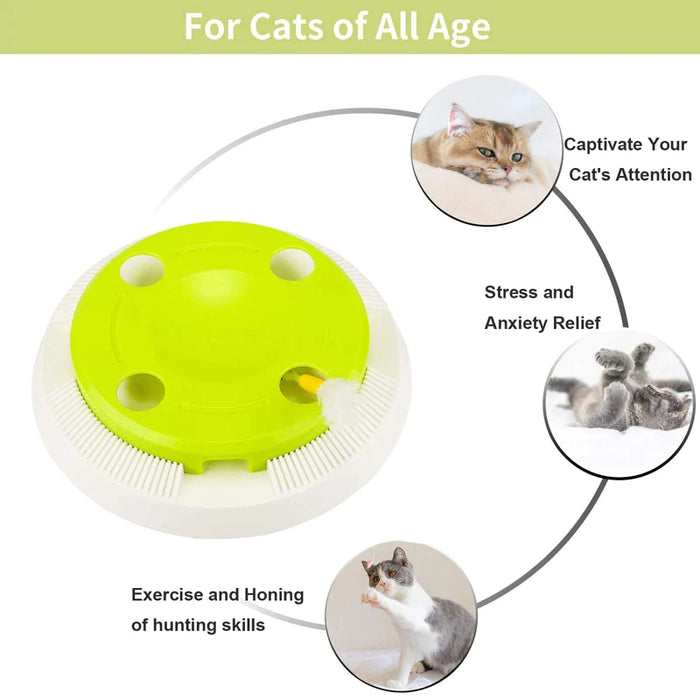 Interactive Cat Toy Electric Flutter Rotating Kitten Exercise Toy With Feather