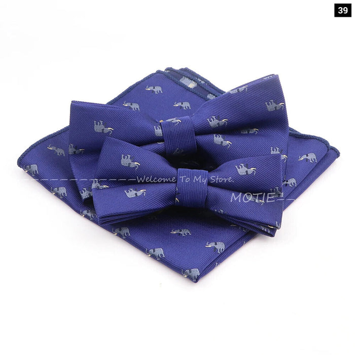 Cartoon Insect Bowtie Set Red Floral Brooches For Men