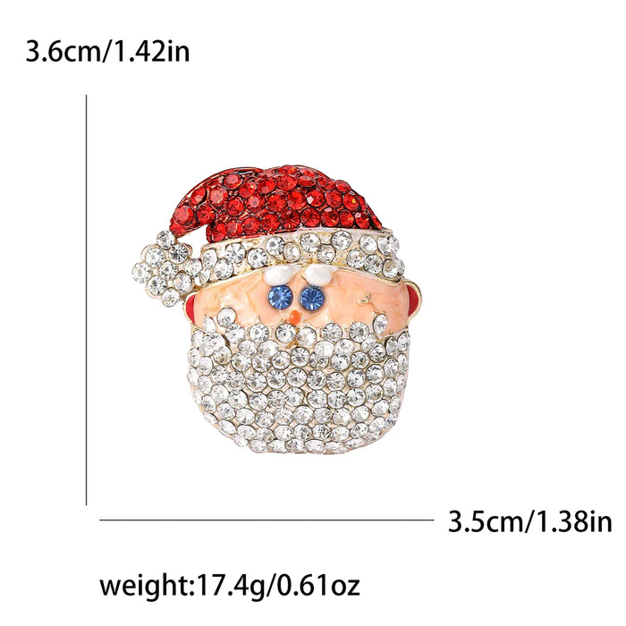 Santa Face Lapel Pin Rhinestone Christmas Brooch For Family Party Jewelry