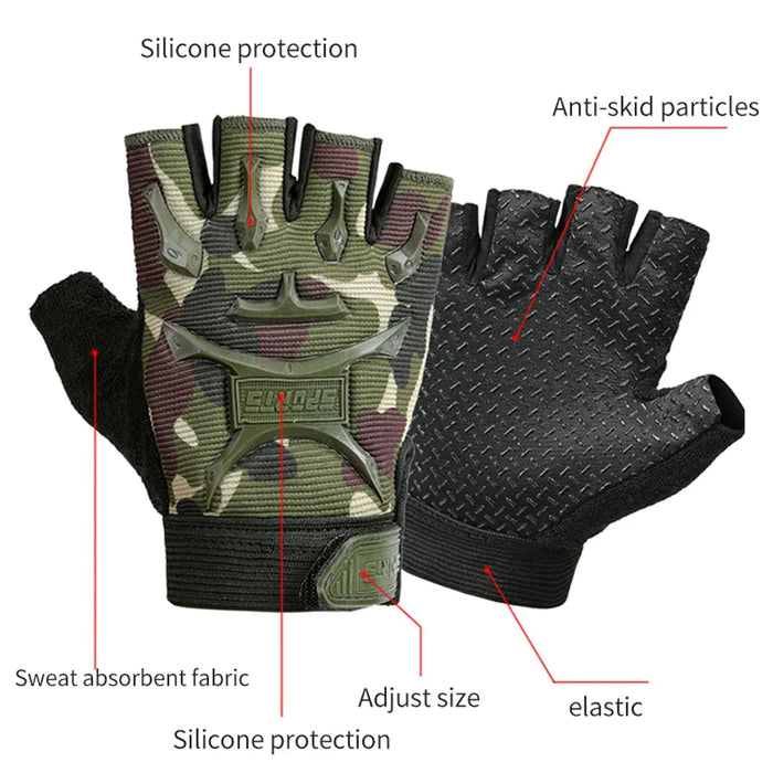 1 Pair Non-Slip Shock-Absorbing Half Finger Cycling Gloves For Kids