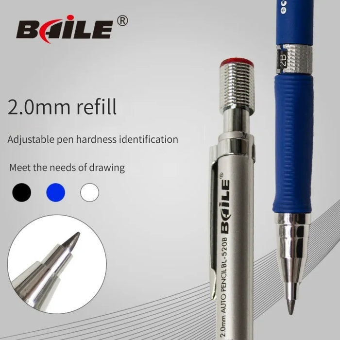 2.0Mm Mechanical Pencil Set With 2B Lead Refill For Writing Sketching And Drawing