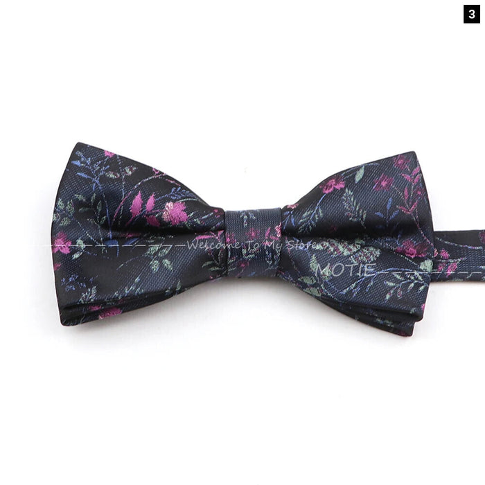 Floral Bowtie For Men Red Polyester Wedding Party Accessory