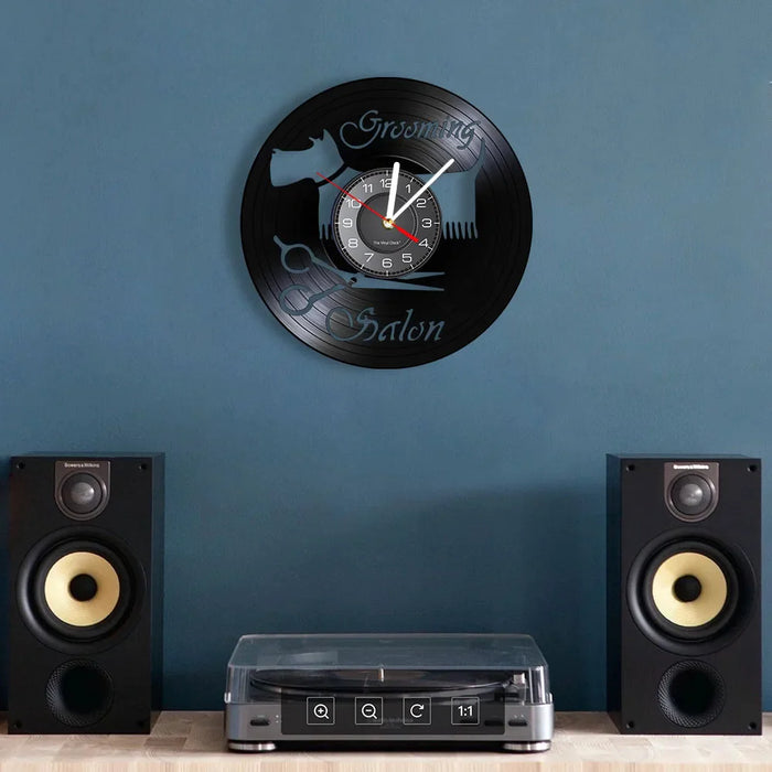 Pet Grooming Vinyl Record Clock