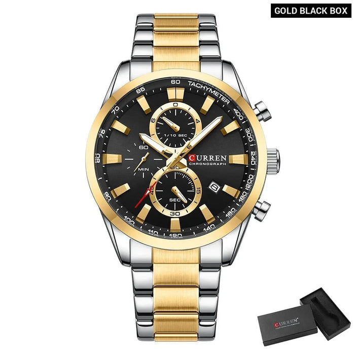 Multifunction Stainless Steel Quartz Men's Wristwatches With Date