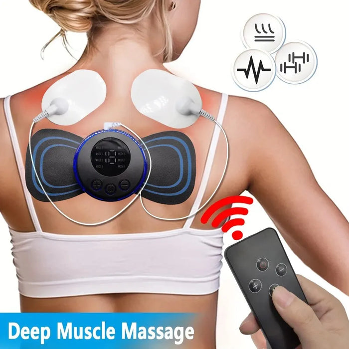 8 Mode Rechargeable Neck Massager With Remote Control Ems Low Frequency Pulse For Muscle Relaxation And Pain Relief