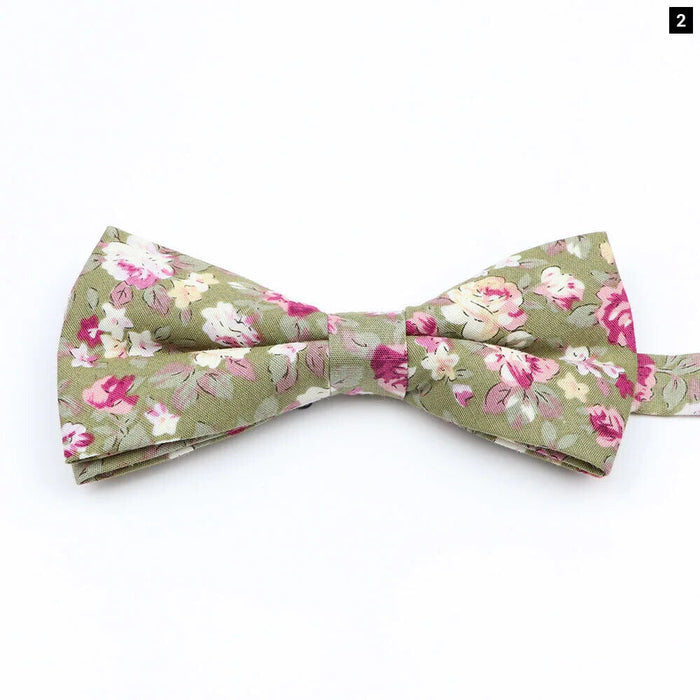 Colourful Floral Bow Ties Fashion Cotton Print For Mens Wedding And Business Suits