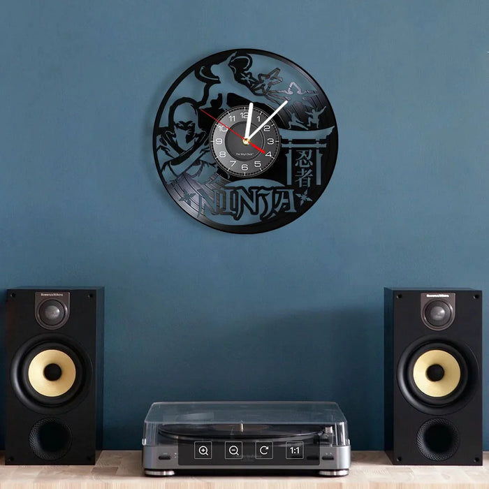 Japanese Warrior Vinyl Record Wall Clock