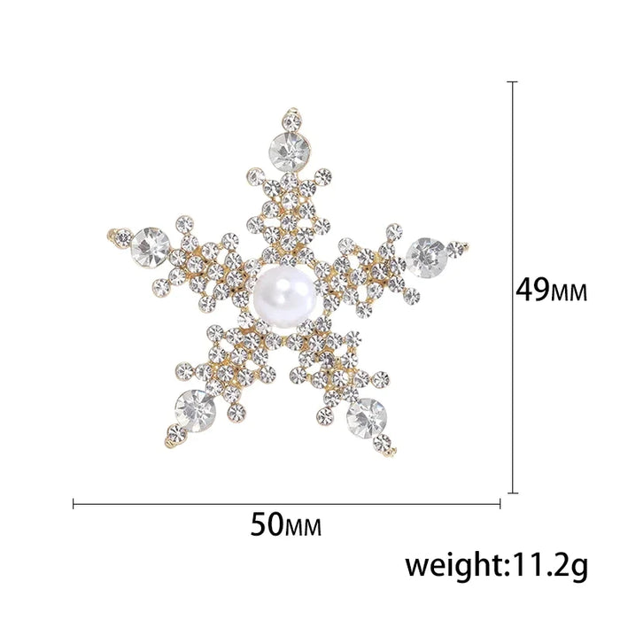 Delicate Snowflake Brooch Womens Lapel Pin With Pearled Rhinestones For Office Parties And Special Occasions