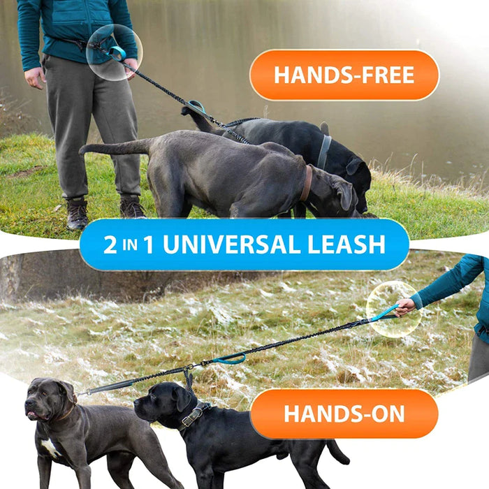 Strong Hands Free Double Dog Leash Reflective Com