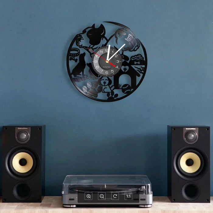 Dog Lovers Vinyl Record Wall Clock