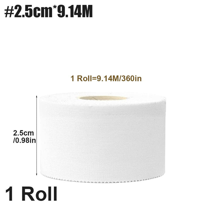 1 Roll White Cotton Non Sticky Residue Easy To Tear Athletic Tape For Injury Strain Knee Wrist