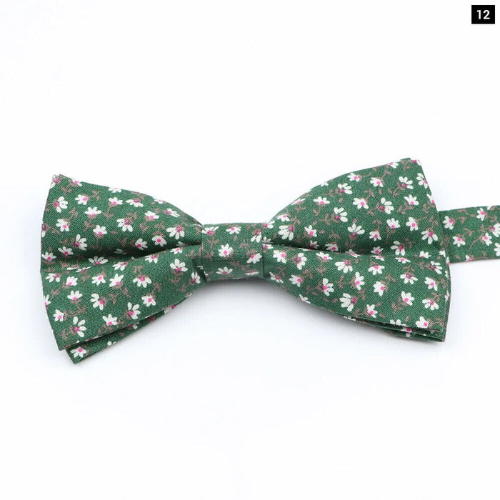 Colourful Floral Bow Ties Fashion Cotton Print For Mens Wedding And Business Suits