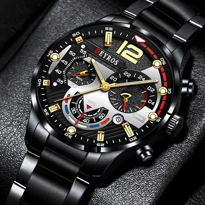 Fashion Mens Sports Watches Luxury Stainless Steel Quartz Wrist Watch Calendar Luminous Clock Men Business Casual