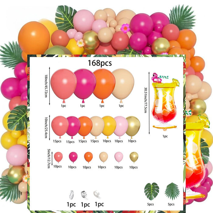 Tropical Balloon Arch Decoration Set Party Decoration With Hawaiian Style Pineapple Coconut Pink Aqua Blue Balloon For Birthday