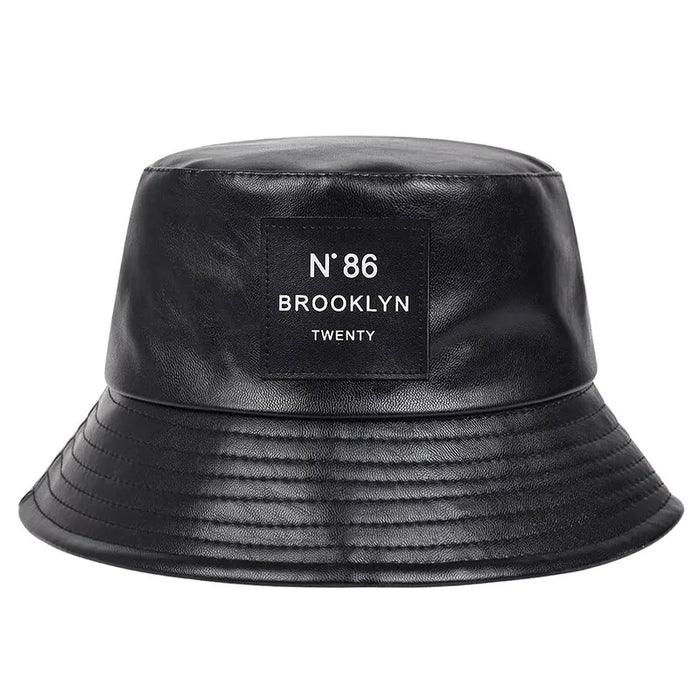 Pu Leather Bucket Hat For Outdoor Sun Protection