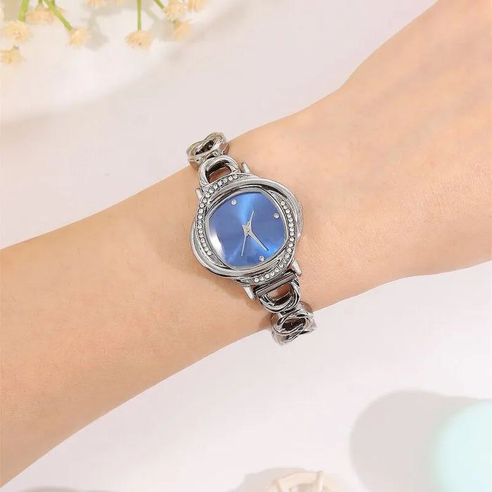 5Pcs Set Watches Women Hollow Chain Watches Simple Casual Women'S Wristwatch Bracelet Necklace Earring