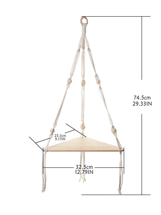 Boho Macrame Wall Shelf For Pot Storage And Decor