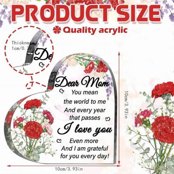 Romantic Flower Design For Mom Heart Shaped Acrylic Plaque