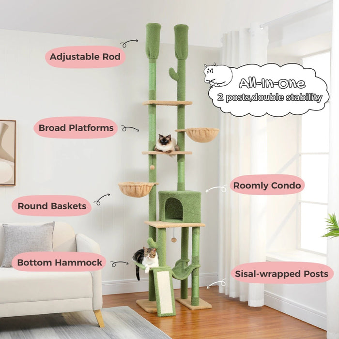 Adjustable Cactus Cat Tower Hammocks Condos