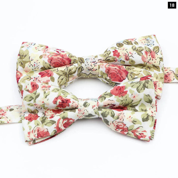 Colourful Floral Bow Ties Fashionable Cotton For Weddings And Parties