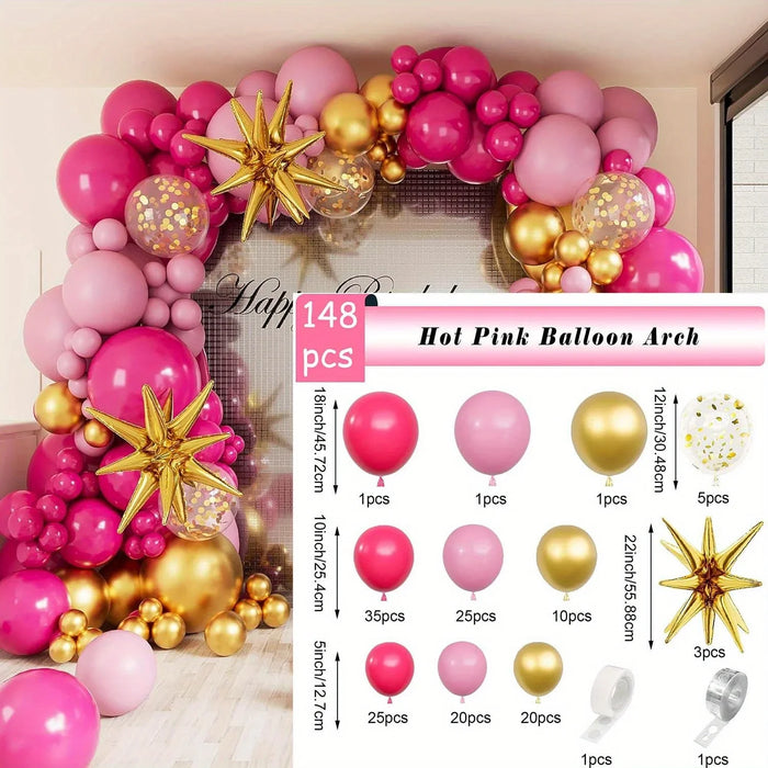 148Pcs Pink Balloon Garland Arch Set Anniversary Graduation Birthday Wedding Valentine'S Day Dance Decoration. Garland